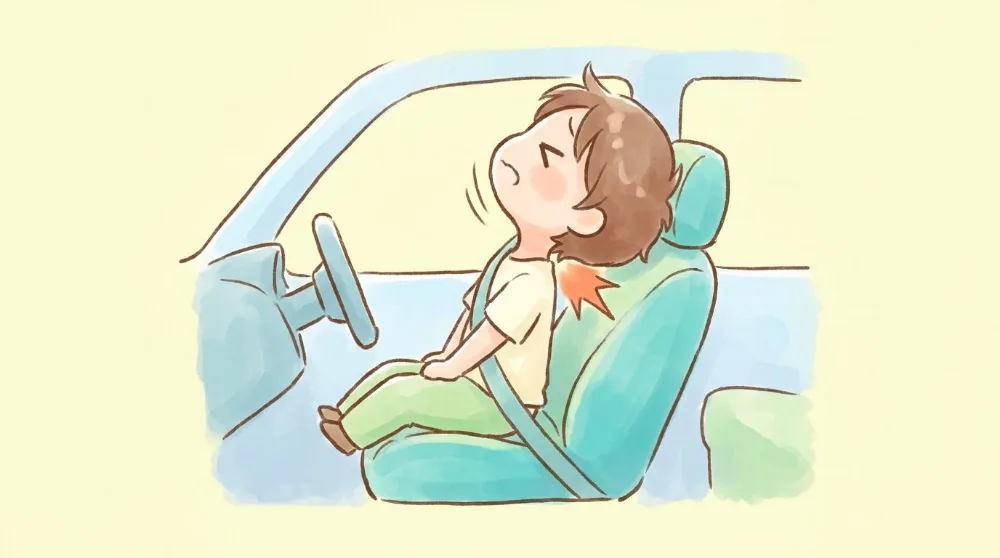 追突の瞬間、頭だけが激しく振られて首がしなります